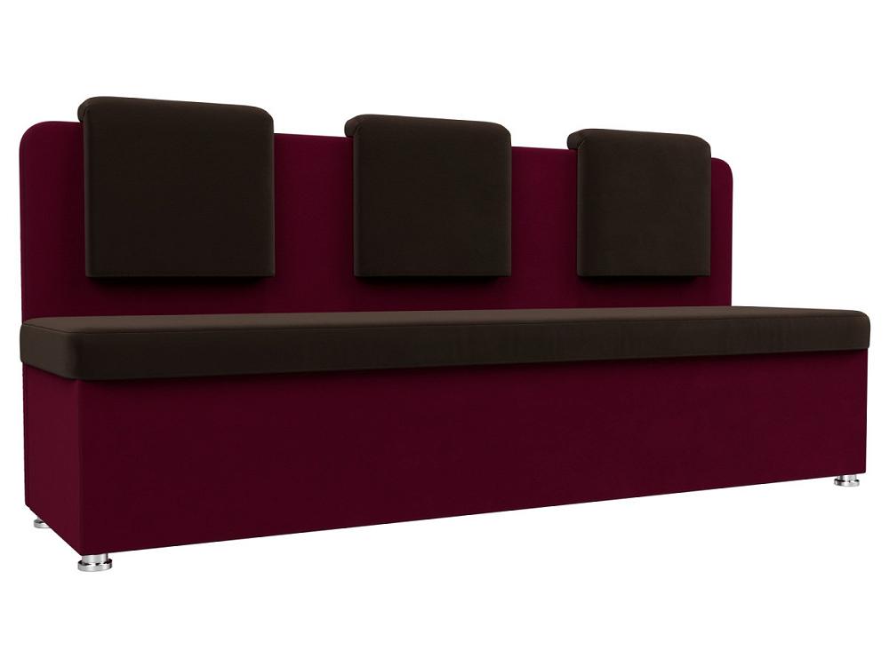 Кухонный прямой диван Маккон 3-х местный Микровельвет Коричневый/Бордовый ручка для сумки 55 см бордовый
