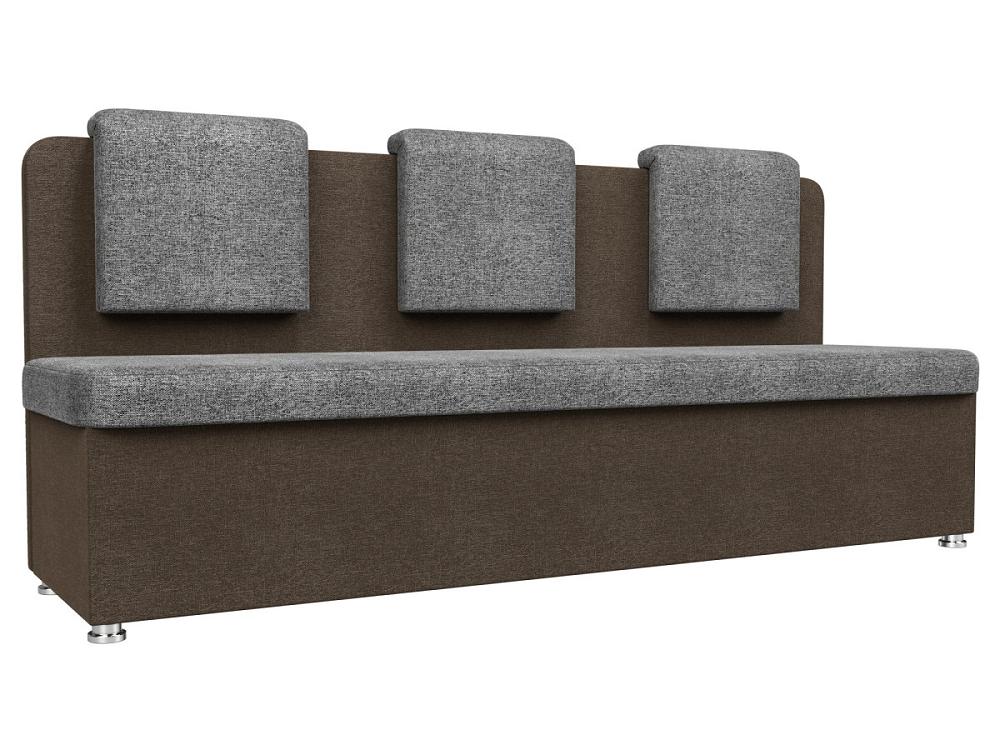 Кухонный прямой диван Маккон 3-х местный Рогожка Серый/Коричневый стул amelia коричневый рогожка темный орех