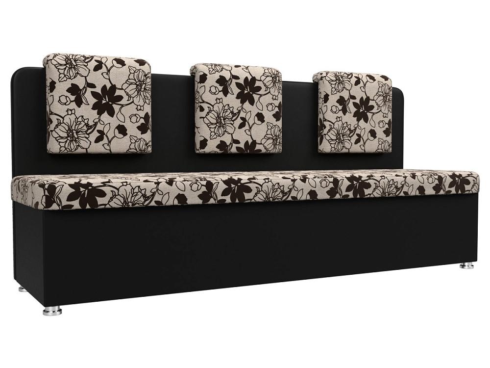 Кухонный прямой диван Маккон 3-х местный Рогожка/Экокожа Цветы/Чёрный кресло для геймеров oklick 111g чёрный