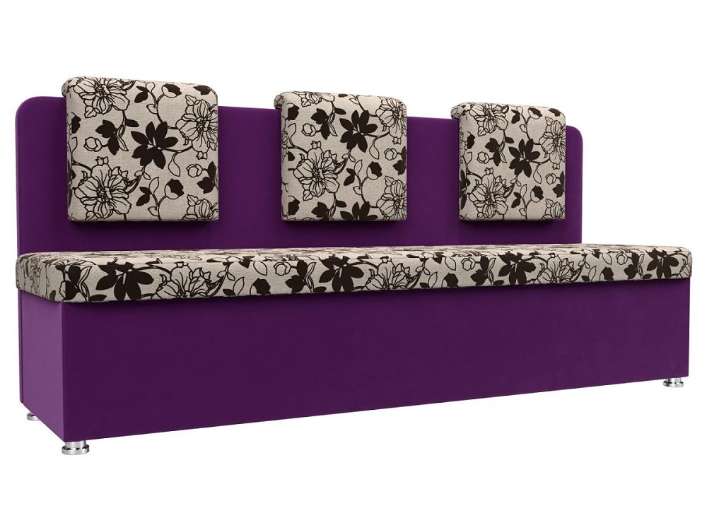 Кухонный прямой диван Маккон 3-х местный Рогожка/Микровельвет Цветы/Фиолетовый стул валенсия 3 фиолетовый рогожка