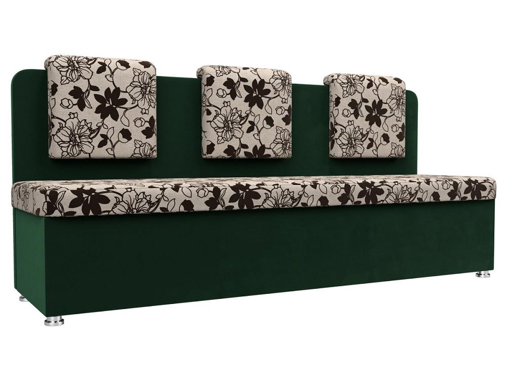 Кухонный прямой диван Маккон 3-х местный Рогожка/Велюр Цветы/Зелёный шнур для подвязки растений 20 м зелёный greengo
