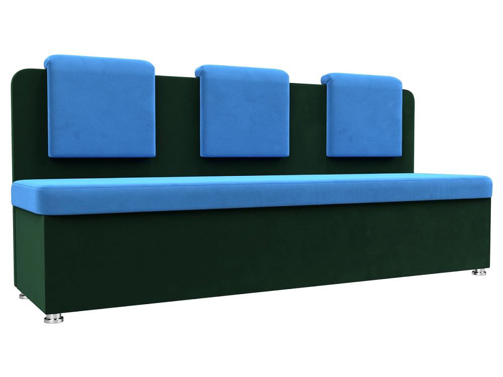 Кухонный прямой диван Маккон 3-х местный Велюр Голубой/Зелёный бьюти кейс vlan зелёный
