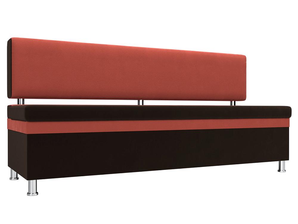 Кухонный прямой диван Стайл Микровельвет Коричневый/Коралловый Браво 111635, цвет рубиновый - фото 1