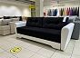 Диван прямой Амстердам Микровельвет Черный экокожа Белый