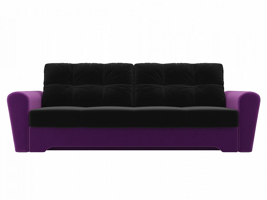 Диван прямой Амстердам Микровельвет Черный Фиолетовый кровать интерьерная афина микровельвет фиолетовый 160х200