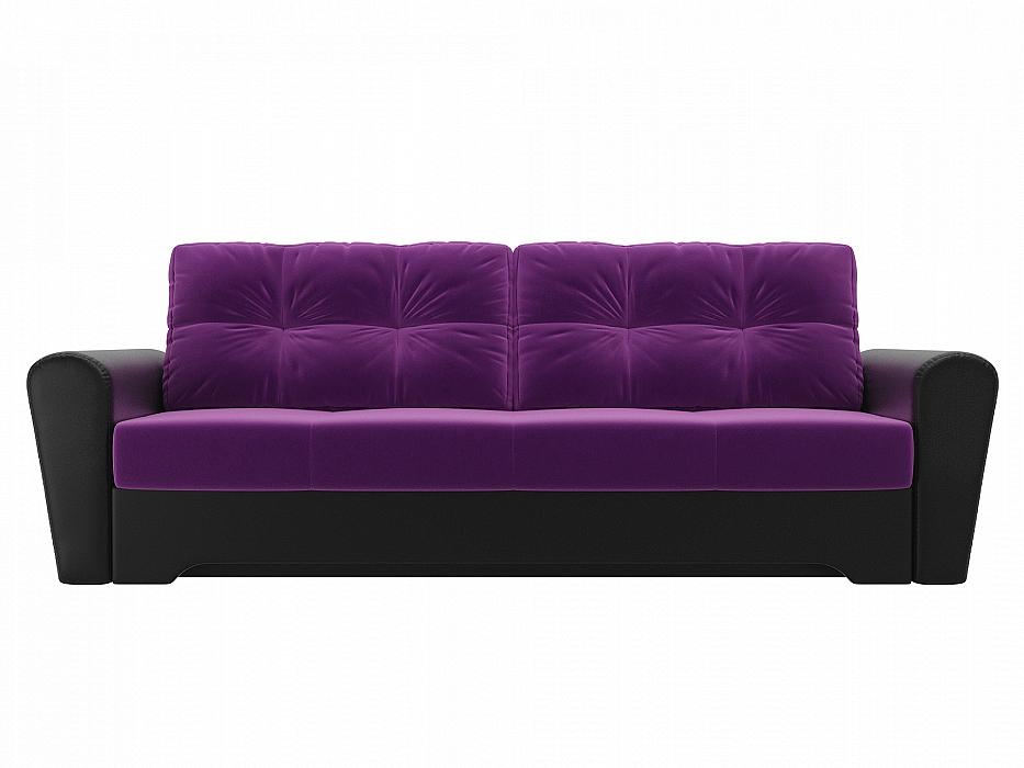 Диван прямой Амстердам Микровельвет Фиолетовый экокожа Черный кровать интерьерная сицилия микровельвет фиолетовый
