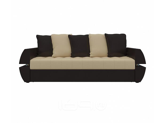 Диван прямой Атлант Т Экокожа Бежевый Коричневый