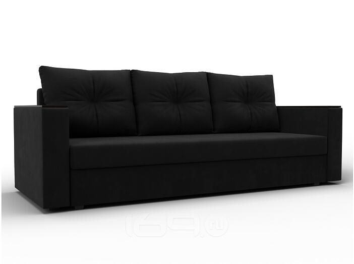 Прямой диван атланта б/с микровельвет черный еврокнижка