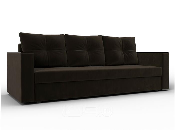 Прямой диван атланта б/с микровельвет коричневый еврокнижка
