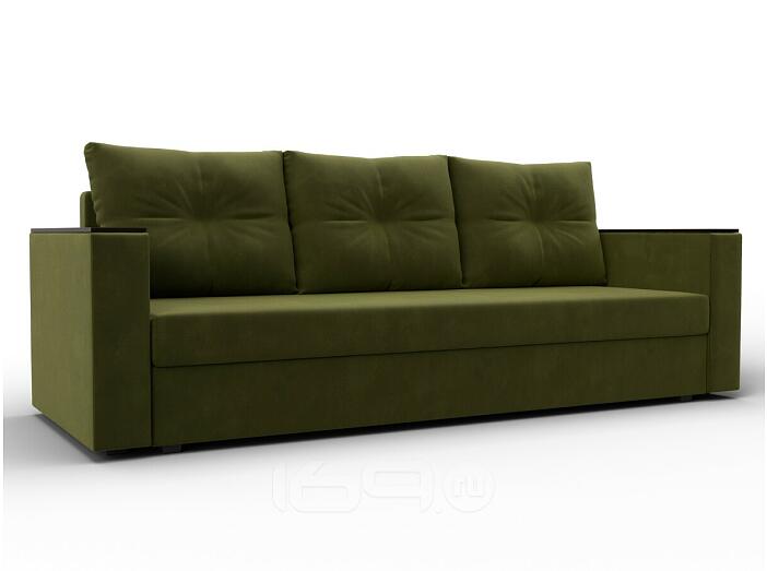 Прямой диван атланта б/с микровельвет зеленый еврокнижка