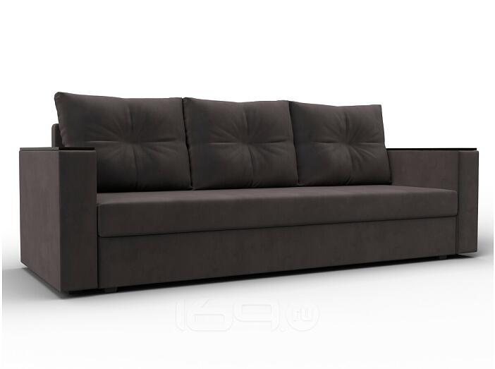 Прямой диван атланта б/с велюр коричневый еврокнижка