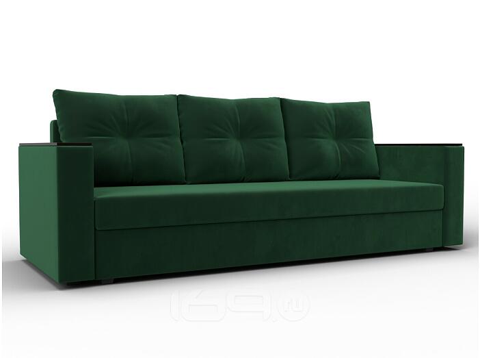 Прямой диван атланта б/с велюр зеленый еврокнижка