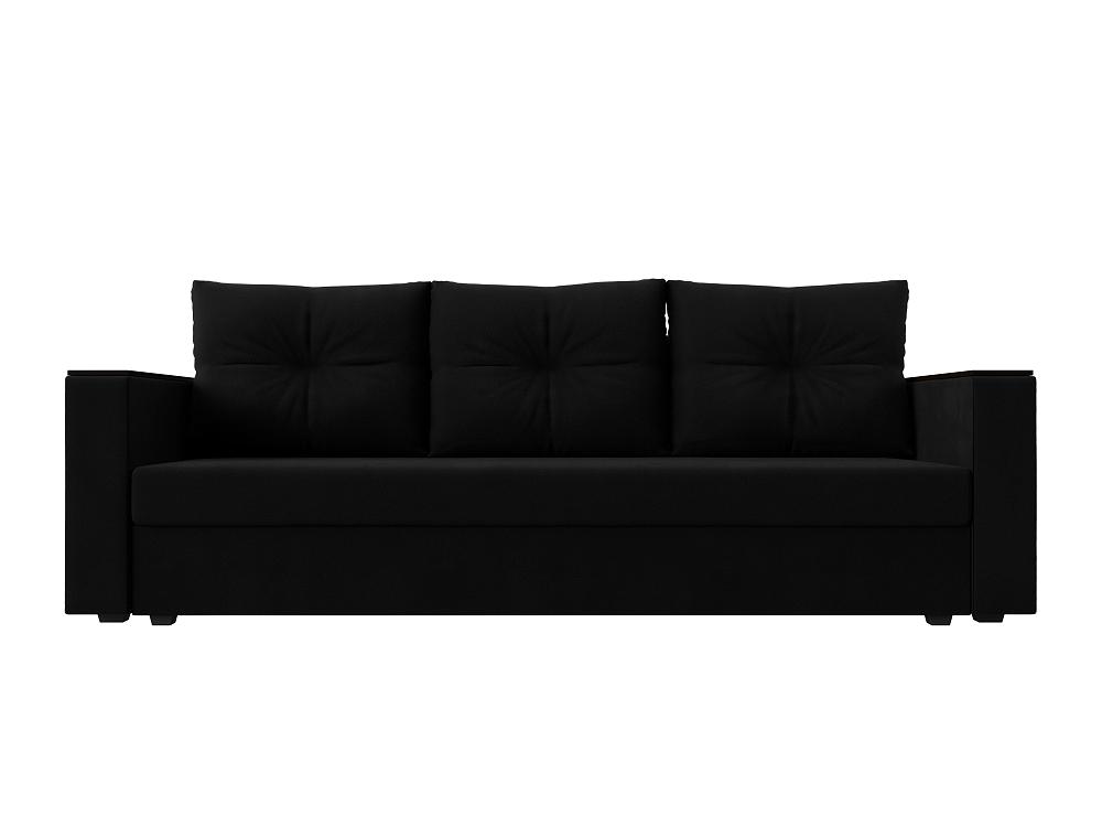 Прямой диван Атланта Лайт Б/С микровельвет черный п образный диван атланта со столом экокожа коричневый бежевый