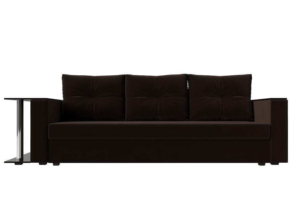 Прямой диван Атланта Лайт микровельвет коричневый столик слева комплект мягкой мебели атланта со столом sofa 2