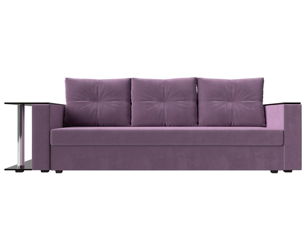 Прямой диван Атланта Лайт микровельвет сиреневый столик слева диван прямой атланта лайт со столом справа микровельвет фиолетовый