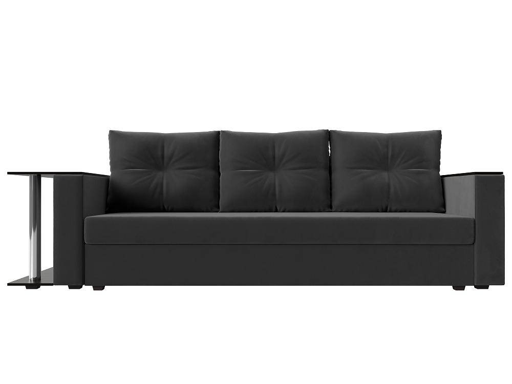 Прямой диван Атланта Лайт велюр серый столик слева диван еврокнижка атланта со столом sofa