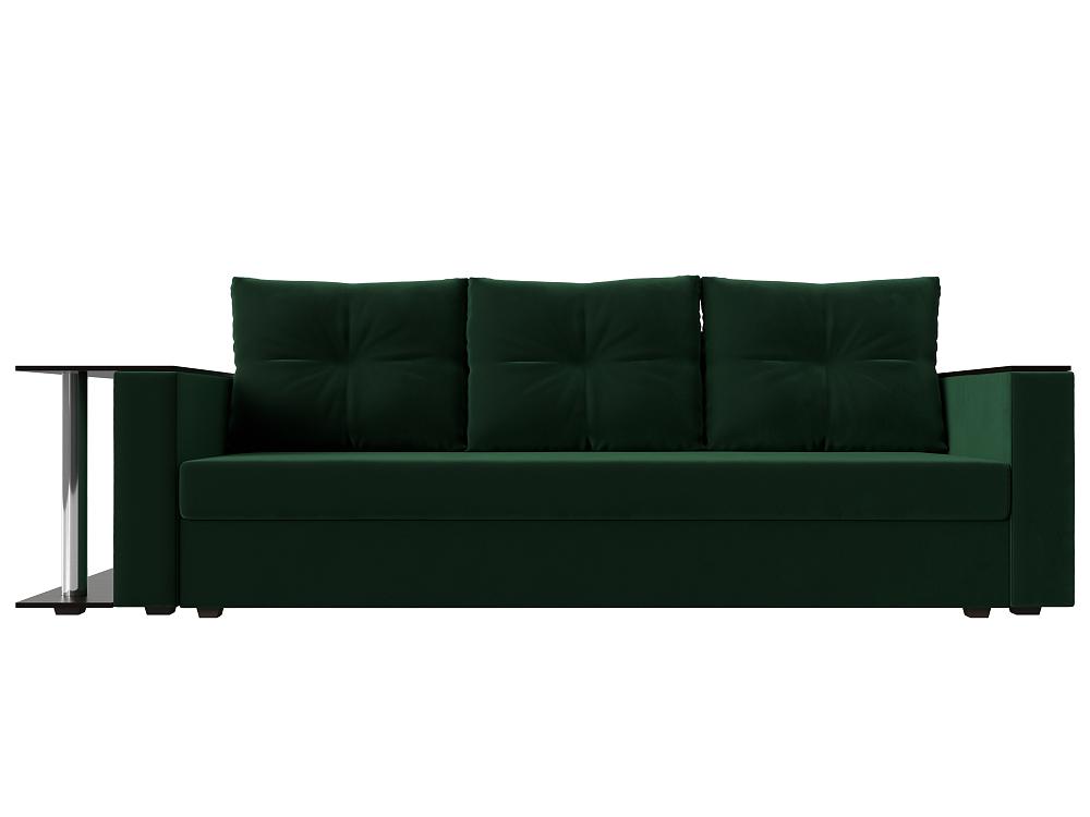 Прямой диван Атланта Лайт велюр зеленый столик слева диван еврокнижка атланта со столом sofa