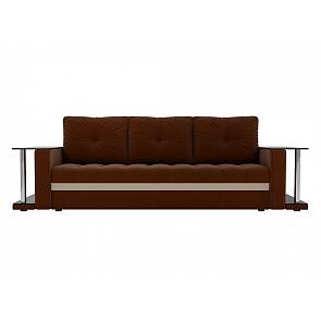 Диван прямой Атланта М 2 стола Рогожка Коричневый