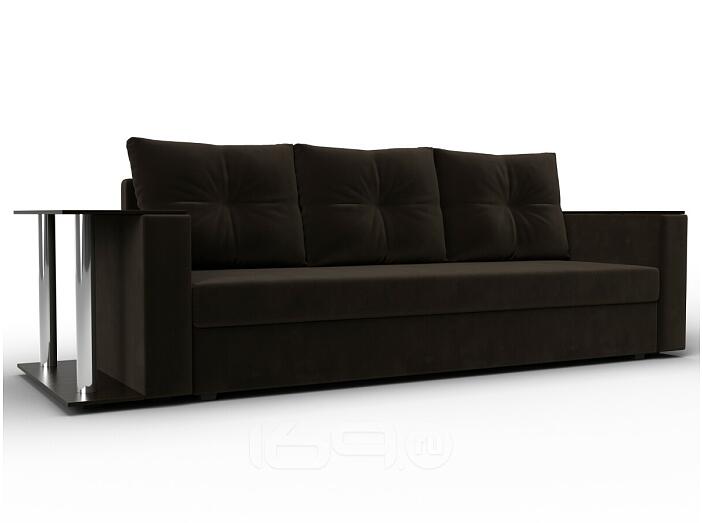 Прямой диван атланта микровельвет коричневый столик слева еврокнижка