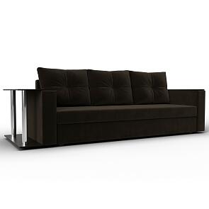 Прямой диван атланта микровельвет коричневый столик слева еврокнижка