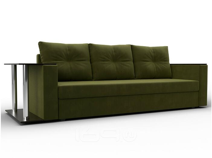 Прямой диван атланта микровельвет зеленый столик слева еврокнижка