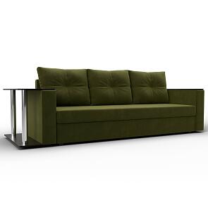 Прямой диван атланта микровельвет зеленый столик слева еврокнижка