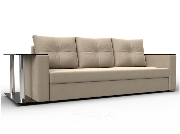Прямой диван атланта велюр бежевый столик слева еврокнижка