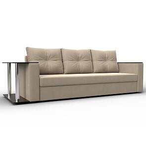 Прямой диван атланта велюр бежевый столик слева еврокнижка