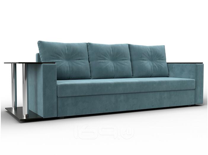 Прямой диван атланта велюр бирюзовый столик слева еврокнижка