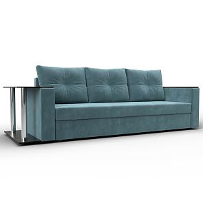 Прямой диван атланта велюр бирюзовый столик слева еврокнижка