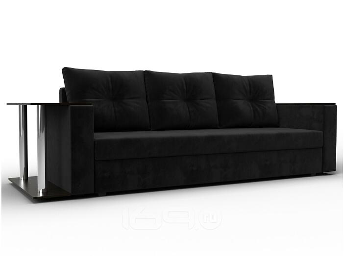 Прямой диван атланта велюр черный столик слева еврокнижка