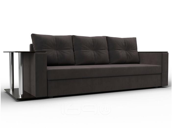 Прямой диван атланта велюр коричневый столик слева еврокнижка