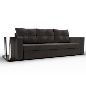 Прямой диван атланта велюр коричневый столик слева еврокнижка