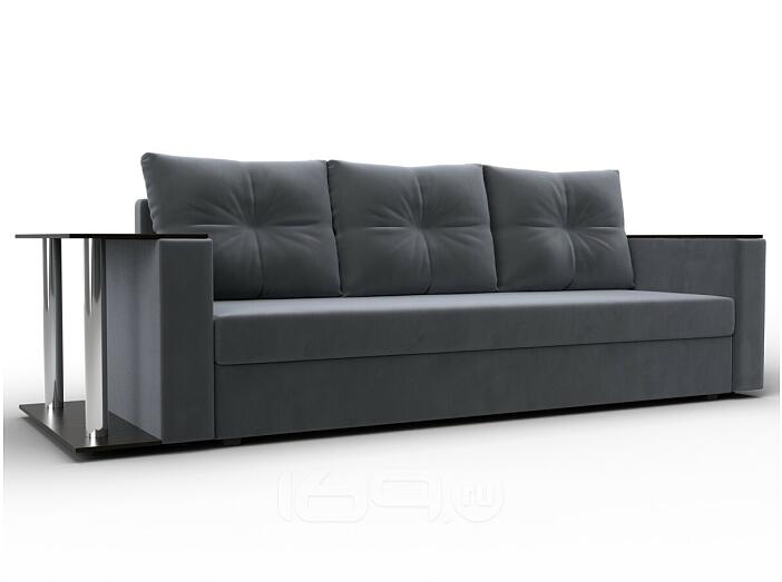 Прямой диван атланта велюр серый столик слева еврокнижка
