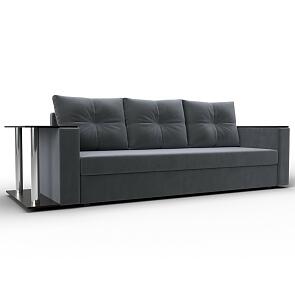 Прямой диван атланта велюр серый столик слева еврокнижка