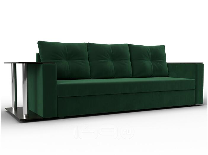 Прямой диван атланта велюр зеленый столик слева еврокнижка