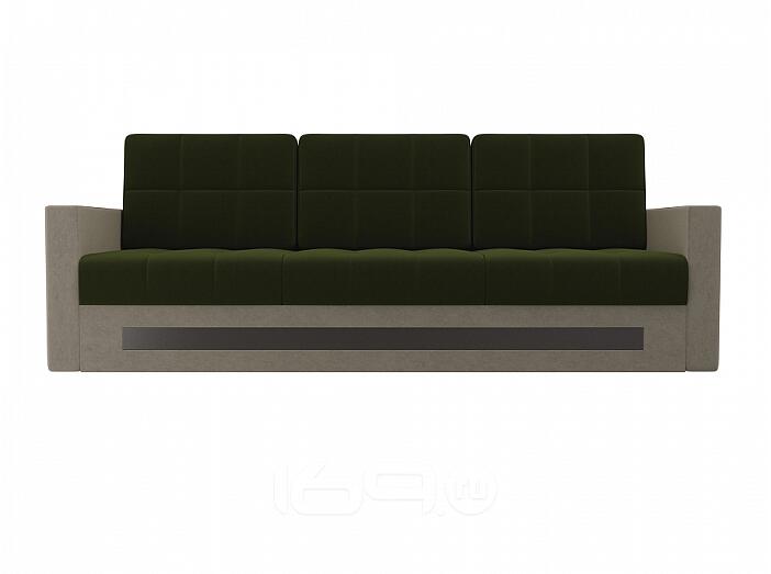 Диван прямой Белла Микровельвет Зеленый Бежевый