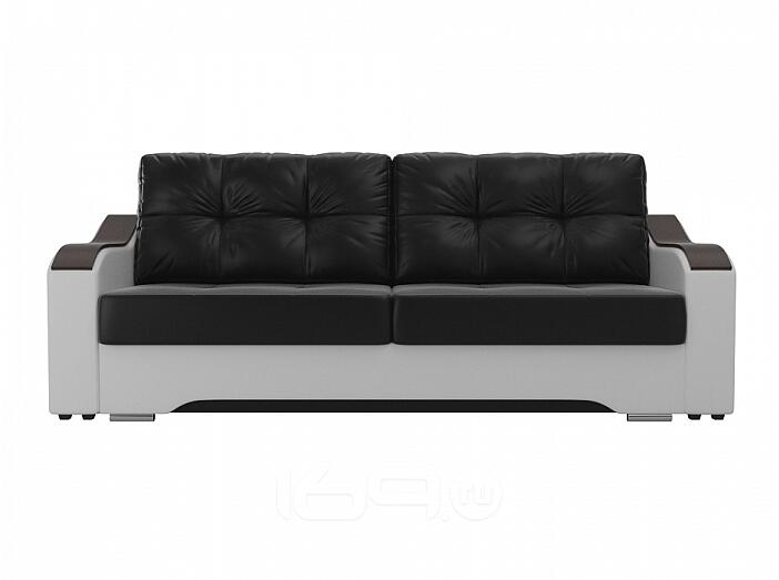 Диван прямой Браун Экокожа Черный Белый