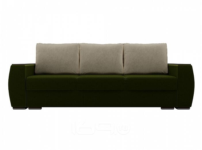 Диван прямой Брион Микровельвет Зеленый Бежевые подушки