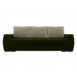 Диван прямой Брион Микровельвет Зеленый Бежевые подушки