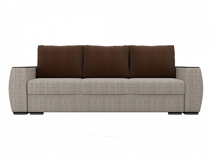 Диван прямой Брион Рогожка Бежевый Коричневые подушки