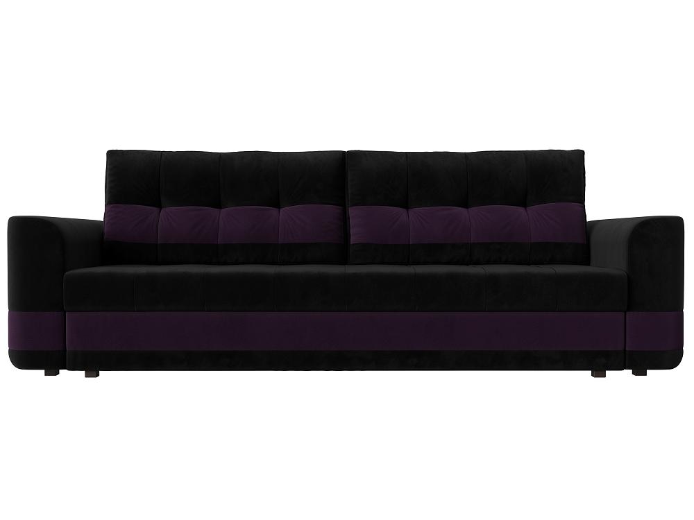 Диван прямой Честер Велюр Черный Фиолетовый модуль прямой с подушками лунго соломенный