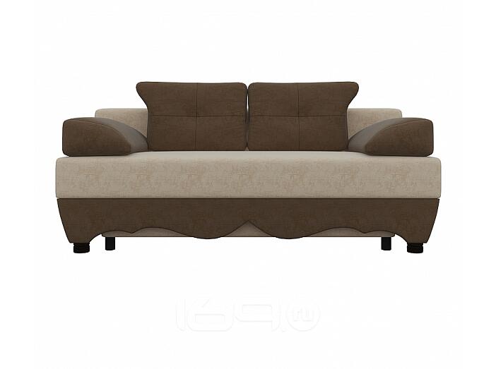 Диван прямой Евро Микровельвет Бежевый Коричневый