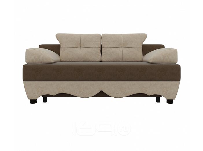 Диван прямой Евро Микровельвет Коричневый Бежевый