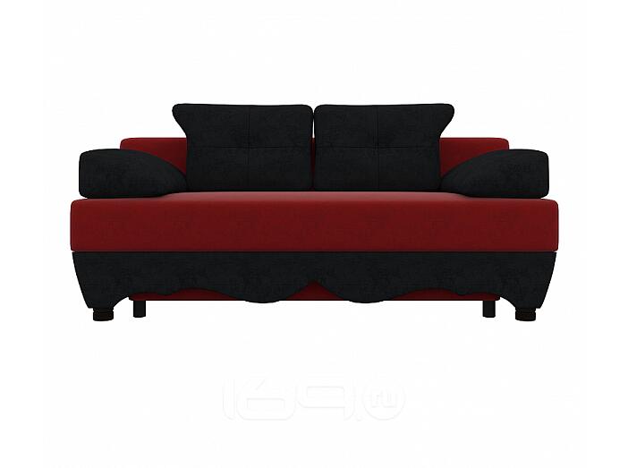 Диван прямой Евро Микровельвет Красный Черный