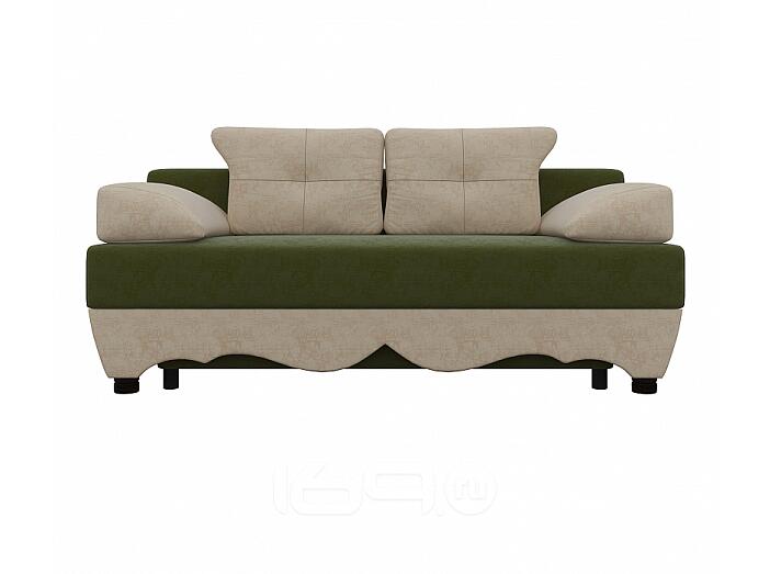 Диван прямой Евро Микровельвет Зеленый Бежевый