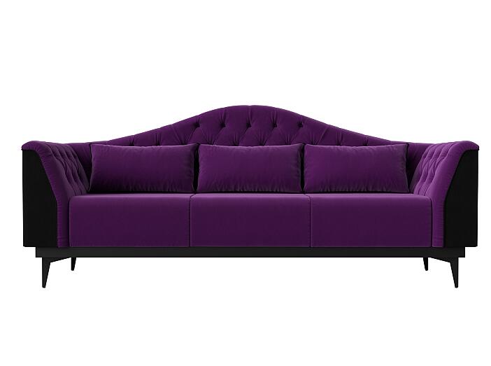 Прямой диван Флорида микровельвет фиолетовый черный 
