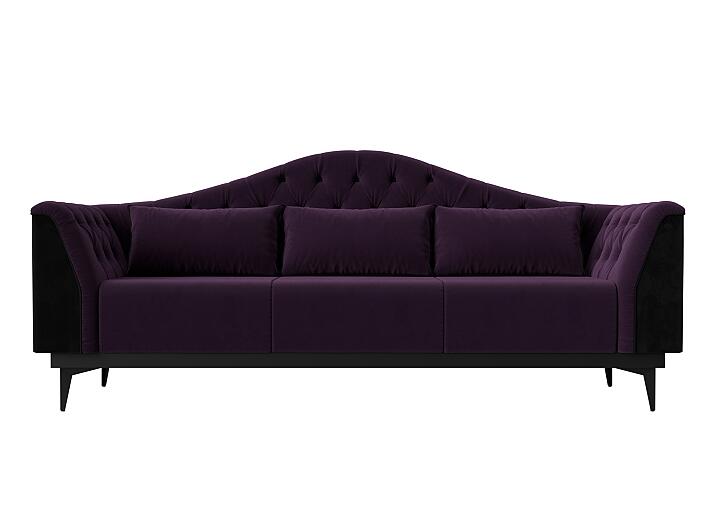 Прямой диван Флорида велюр фиолетовый черный 