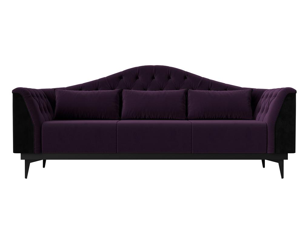 Прямой диван Флорида велюр фиолетовый черный