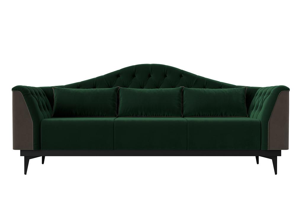 Прямой диван Флорида велюр зеленый коричневый